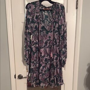 Oliphant Pink and Gray Mini Dress with Bishop Sleeves